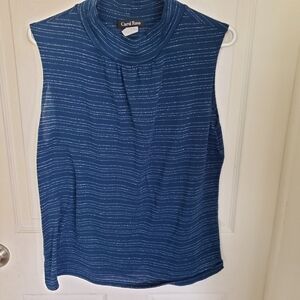 BLUE AND SILVER SLEEVELESS TOP